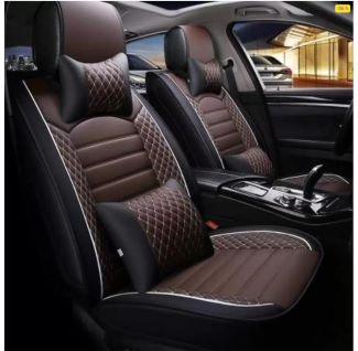 Datsun Go PU leatherate luxury car seat cover with pillow and neckrest with bucket fitting