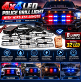 4x4 Led Police Grill Light With Wireless Remote