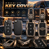 DOSSNIK Metal Car Key Cover for Tata Nexon, Punch, Altroz, Harrier, Safari, Tiago, Tigor, Hexa, Zest, Bolt, Aria | 3 Button Smart Key Case | Rugged Metal Key Protector Cover with Keychain | Black