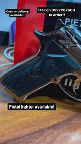 Heavy Metal Gun Shape Pistol Lighter with Loading System with Pull Back System Lighter-Silver,Pack of 1