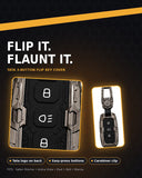 DOSSNIK Metal Car Key Cover for Tata Nexon, Punch, Altroz, Harrier, Safari, Tiago, Tigor, Hexa, Zest, Bolt, Aria | 3 Button Smart Key Case | Rugged Metal Key Protector Cover with Keychain | Black