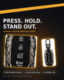 DOSSNIK Metal Car Key Cover for Hyundai Creta, Venue, i20, i20 N Line, Alcazar, Tucson, Elantra, Exter, Aura, Verna, Xcent, Grand i10 Nios | 4 Button Smart Key Case | Rugged Metal Key Protector Cover with Keychain | Black